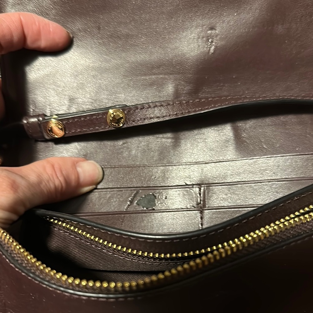 Coach Iridescent Purple/Brown Leather Crossbody Bag with Monogram Pattern - Picture 8 of 9
